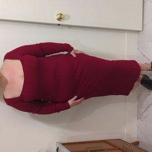 Square neck sweater dress